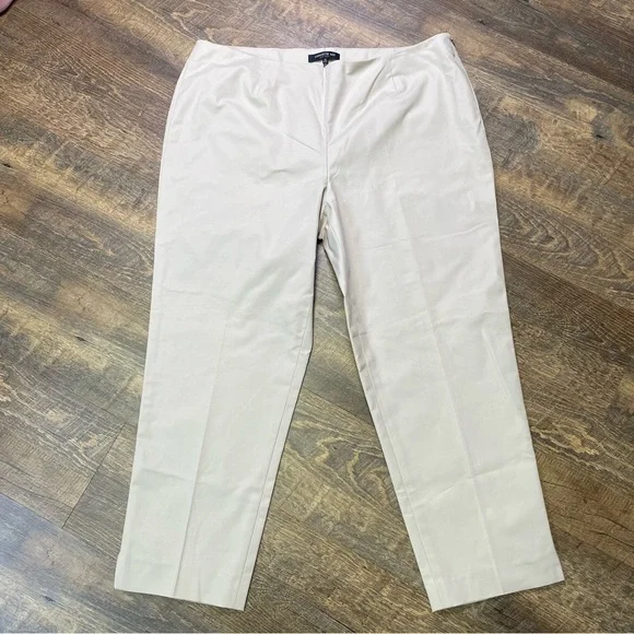 Lafayette 148 Cropped Bleecker Pant Beige Stretch Cotton Trouser Women's Size 14 - Picture 3 of 13